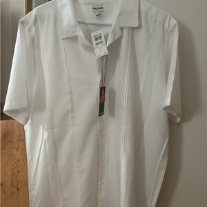 Haggar White Casual Button Down Shirt Lightweight Cotton